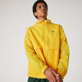 Lacoste SPORT Hooded Taffeta-Lined Windbreaker - Větrovky Pánské Žluté / Bílé | CZ-dZR47b